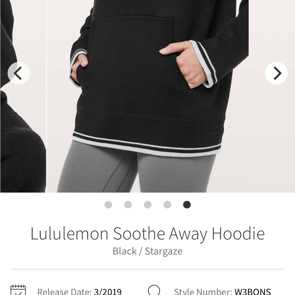 Rare Lululemon Soothe Away sweater Hoodie- size 4. Black with white accents. - Picture 2 of 5